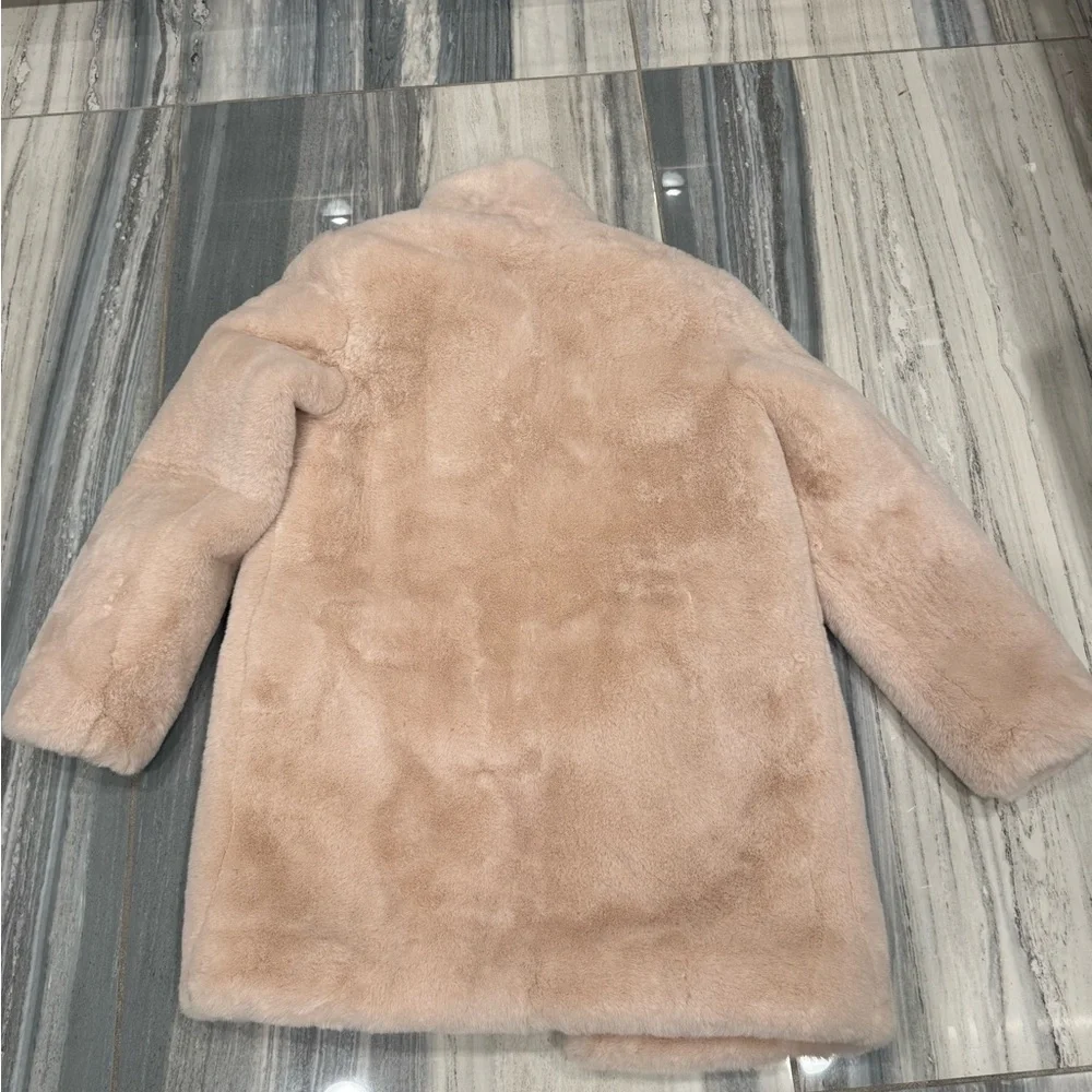 Apparis Plush Faux Fur Coat in Blush - Picture 2 of 5